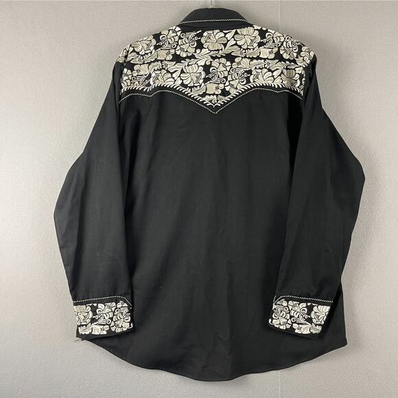 Lansky Bros Western Shirt Men XL Embroidered Floral Pearl Snap Rockabilly Cowboy - Picture 12 of 16